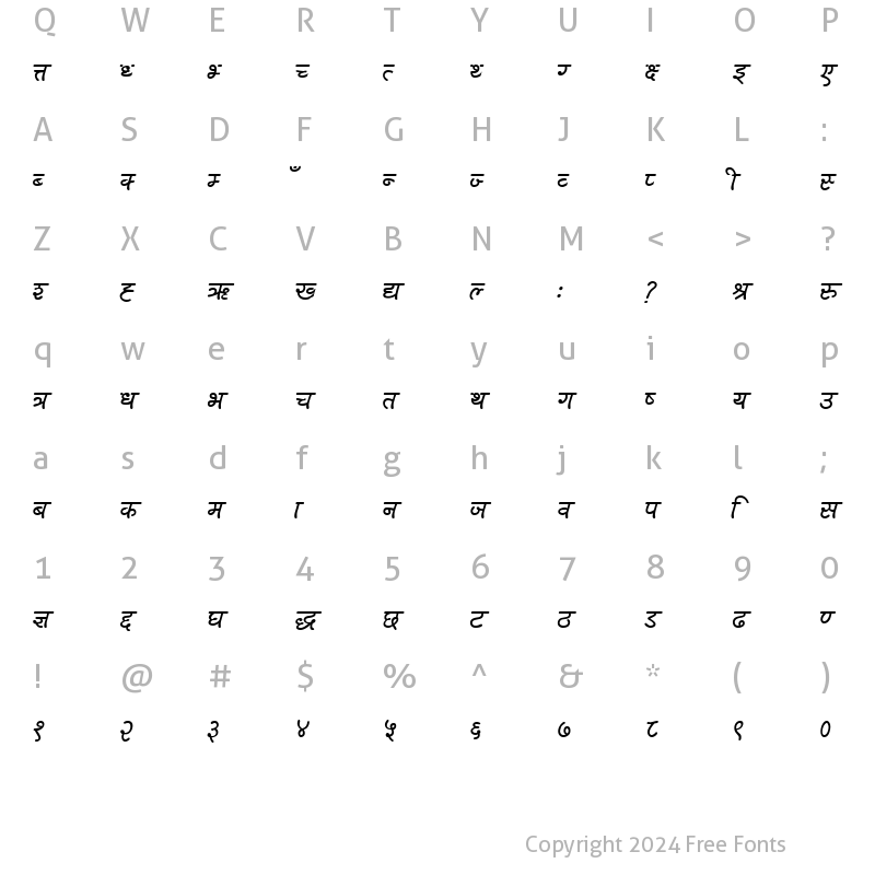 Character Map of 0012  ARAP Italic