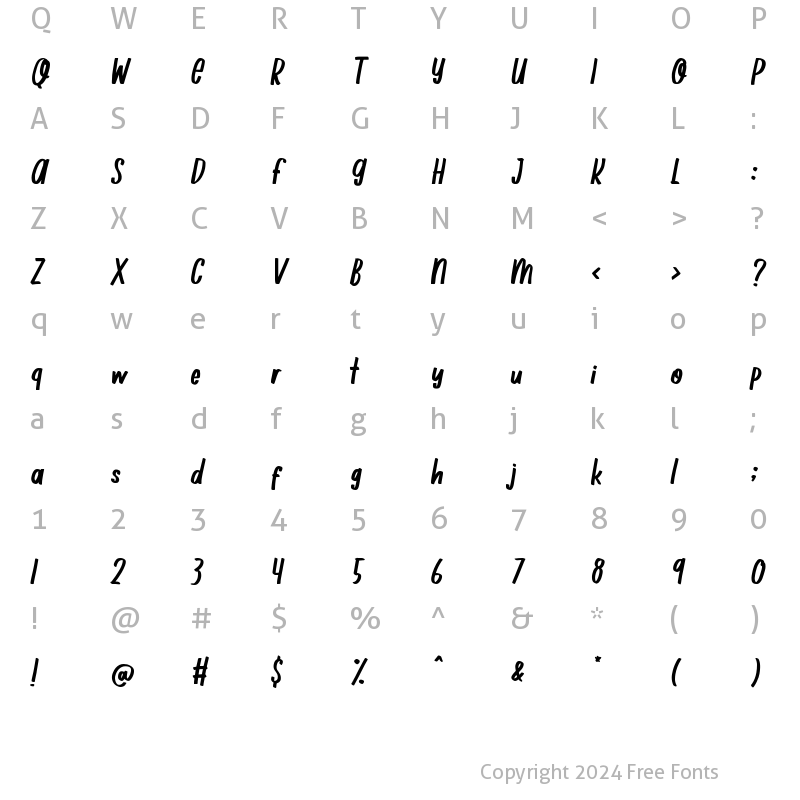 Character Map of 1000 Wishes Origami italic Regular