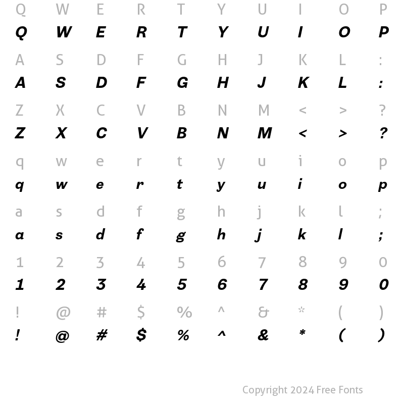 Character Map of 20 Kopeek Bold Italic