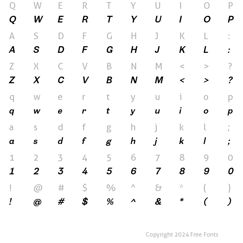Character Map of 20 Kopeek DemiBold Italic