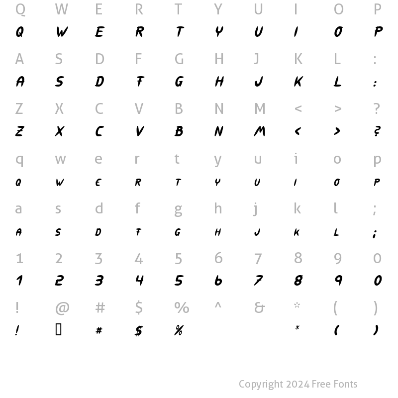 Character Map of 309 Italic