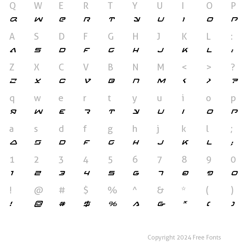 Character Map of 4114 Blaster Italic Italic