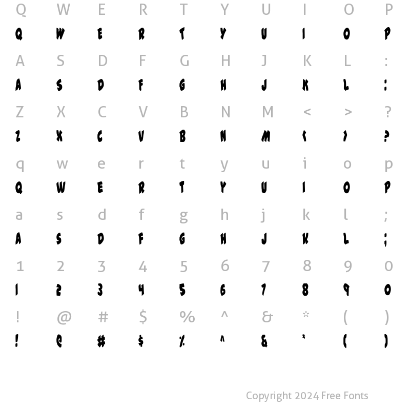 Character Map of #44 Font Condensed Condensed
