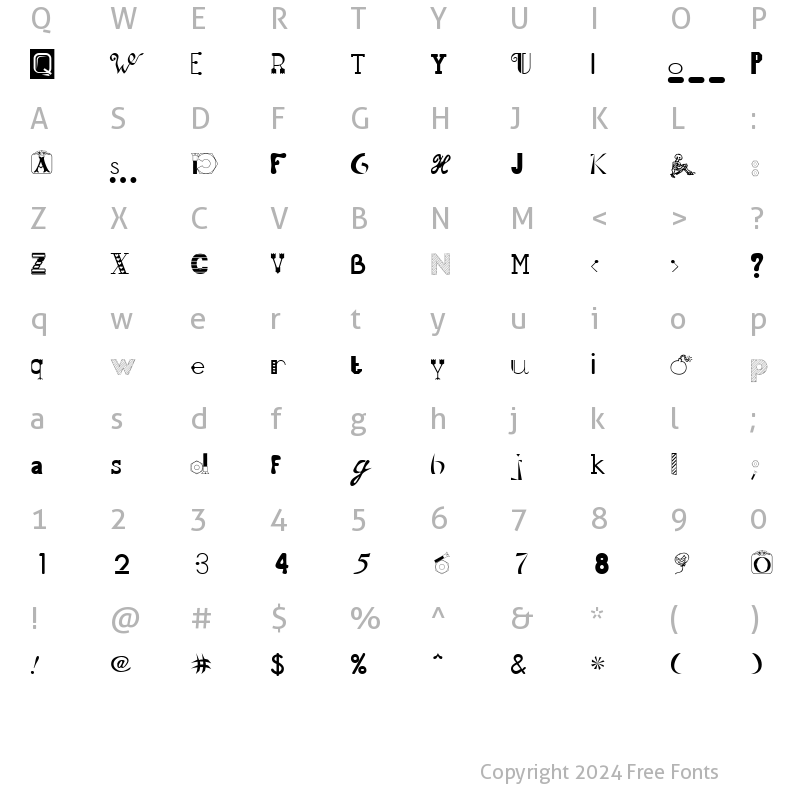 Character Map of 50 Fonts 2 Regular