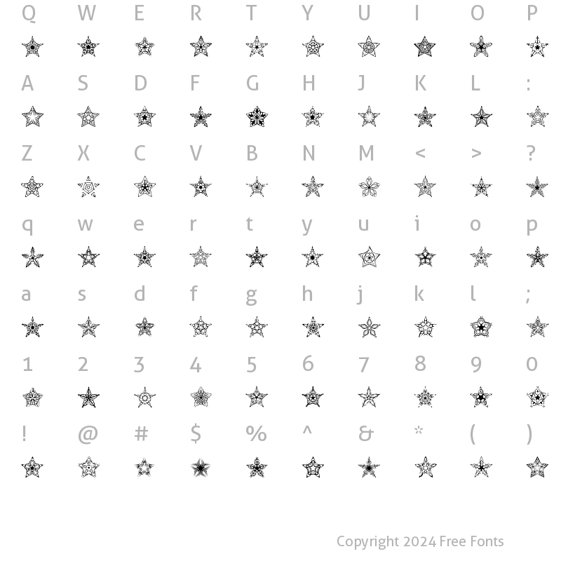 Character Map of 90 Stars BRK Normal