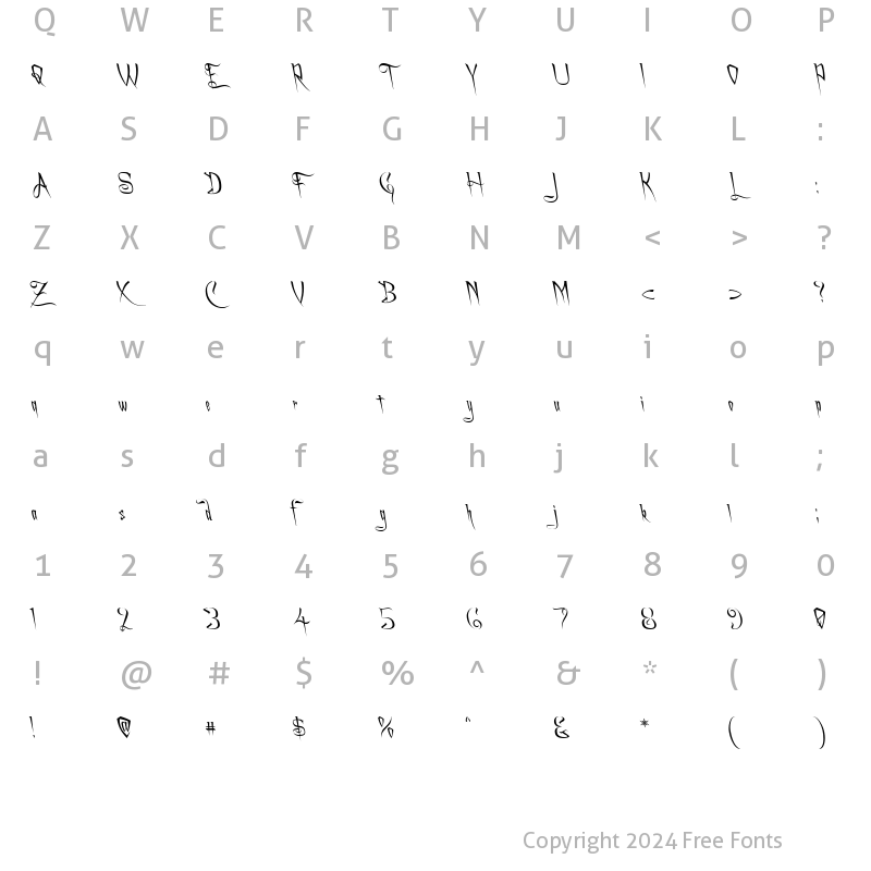 Character Map of A Charming Font Leftleaning Regular