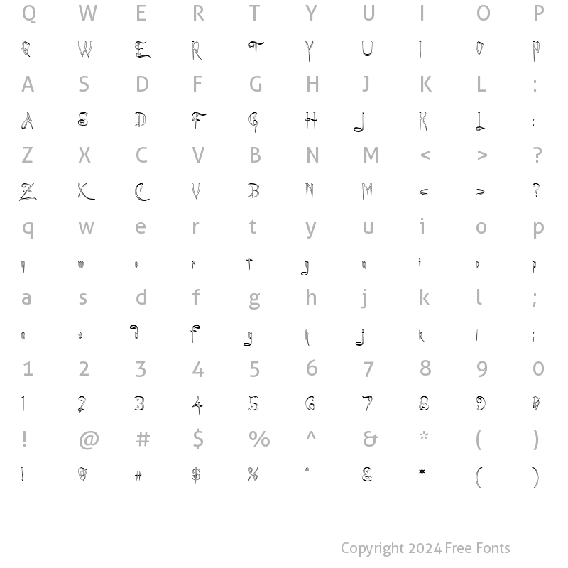 Character Map of A Charming Font Outline Regular