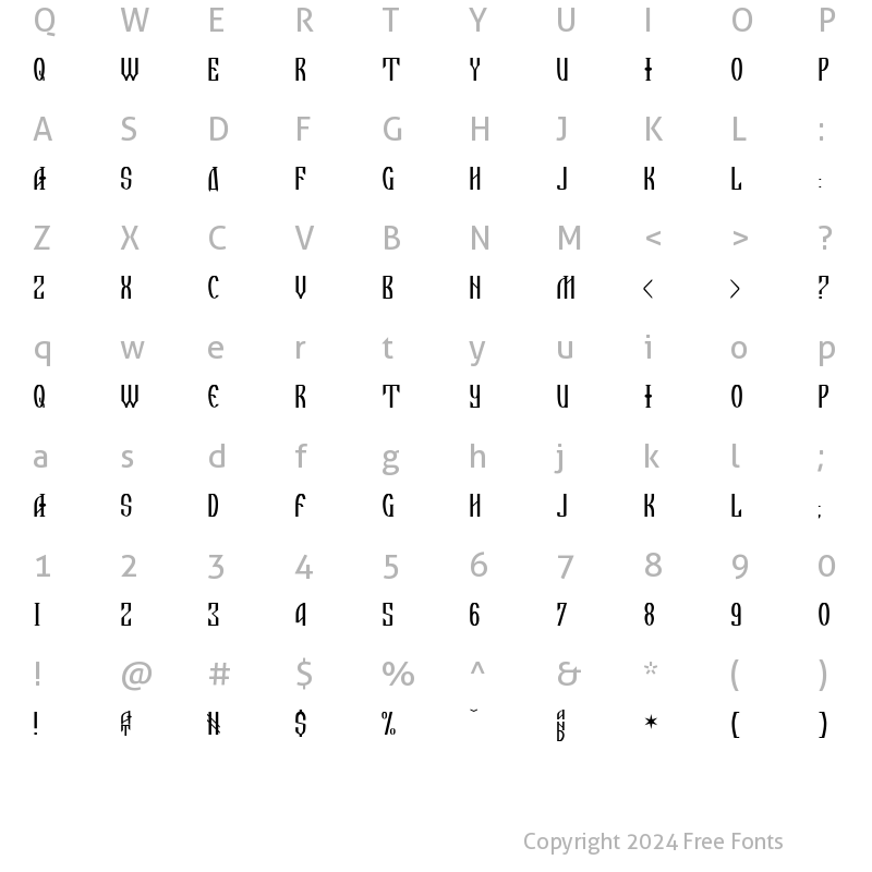 Character Map of A La Russ Regular