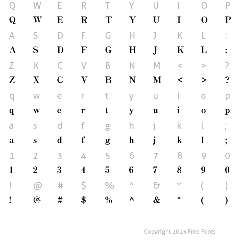 Character Map of A-OTF Ryumin Pr5 EB-KL