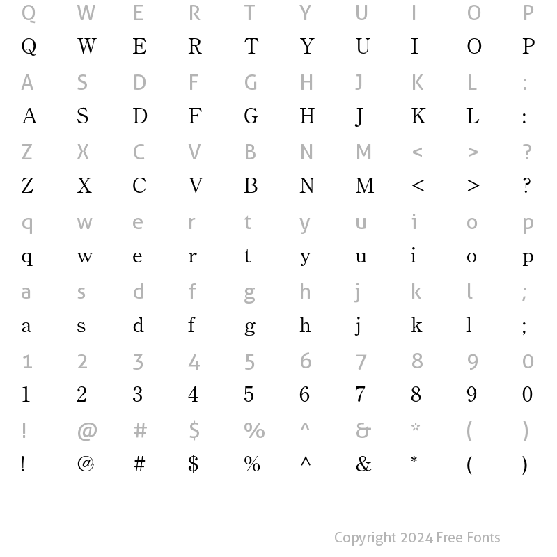 Character Map of A-OTF Ryumin Pr5 R-KL