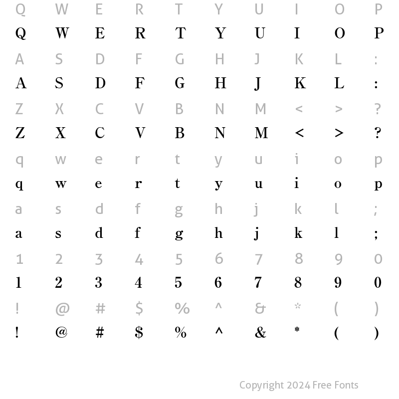 Character Map of A-OTF Ryumin Std B-KS