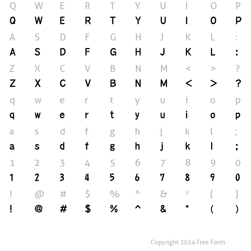 Character Map of A-OTF TakaHand Std B