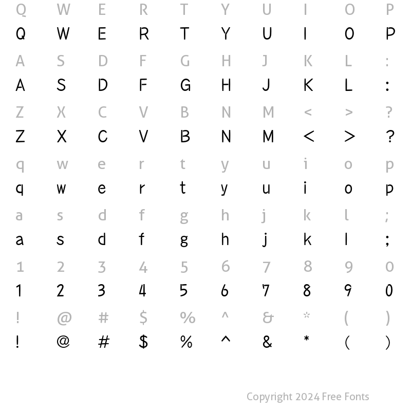 Character Map of A-OTF TakaHand Std M