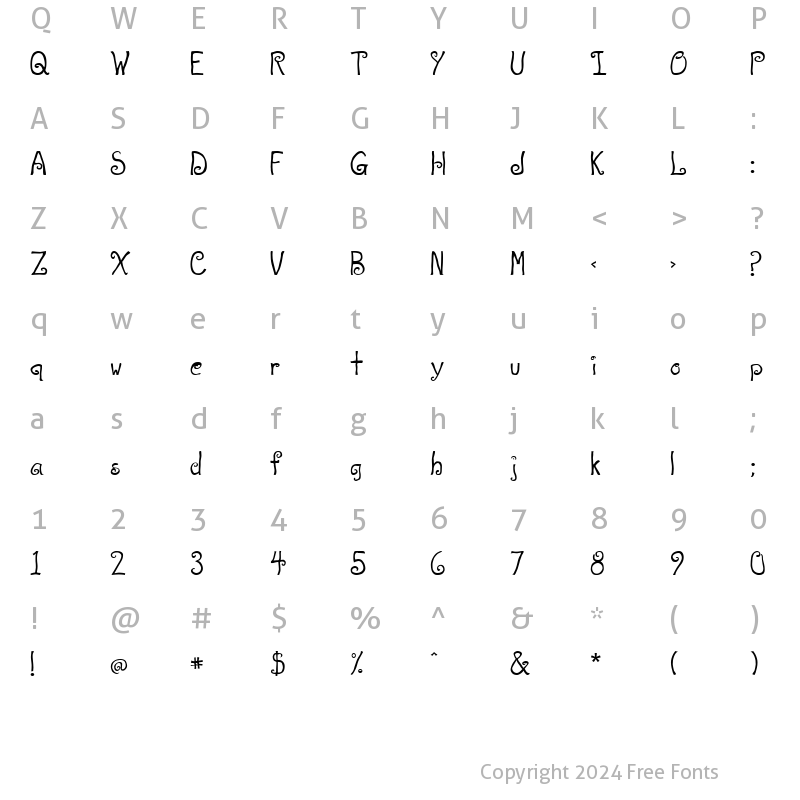 Character Map of A T  & Love Regular