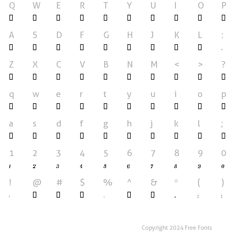 Character Map of A ZARGHAN HAY NAHATAG Regular