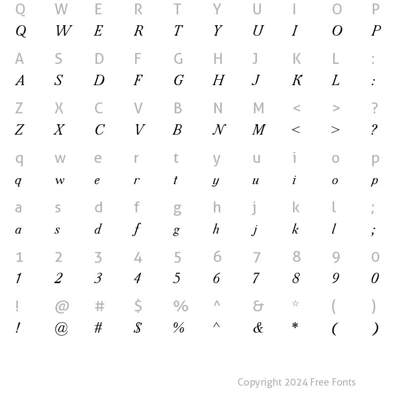 Character Map of A431 Italic