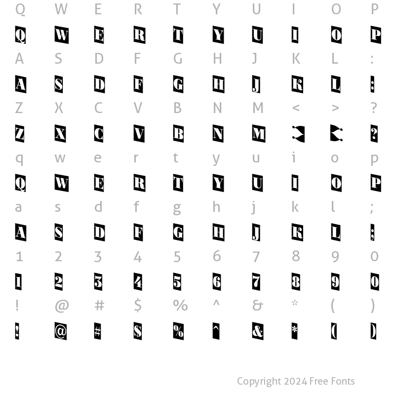 Character Map of a_BodoniOrtoNrTtlCmDn Regular