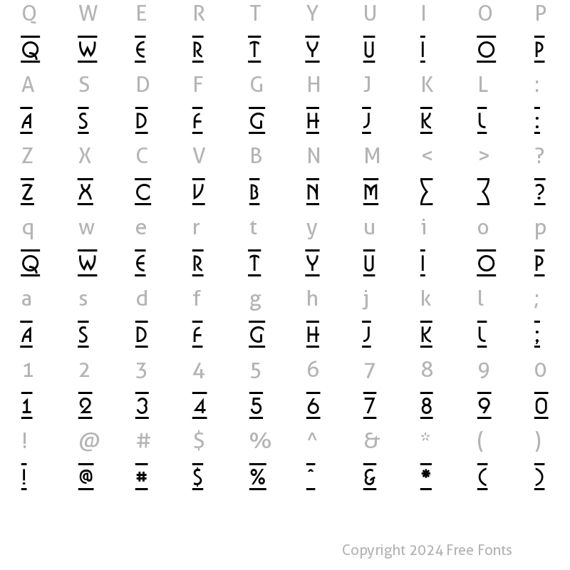 Character Map of a_BosaNovaDcFr Regular