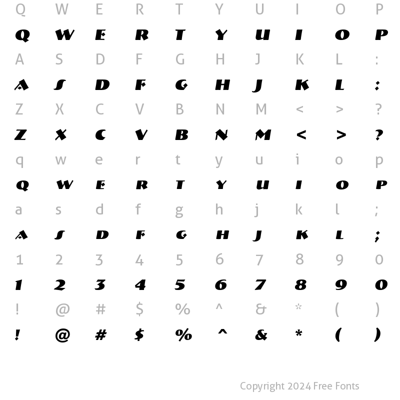 Character Map of a_BremenCaps BoldItalic