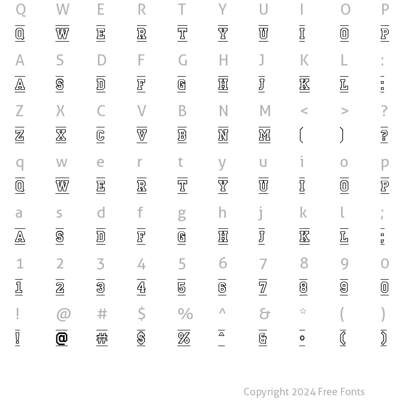 Character Map of a_CampusOtlDcFr Regular