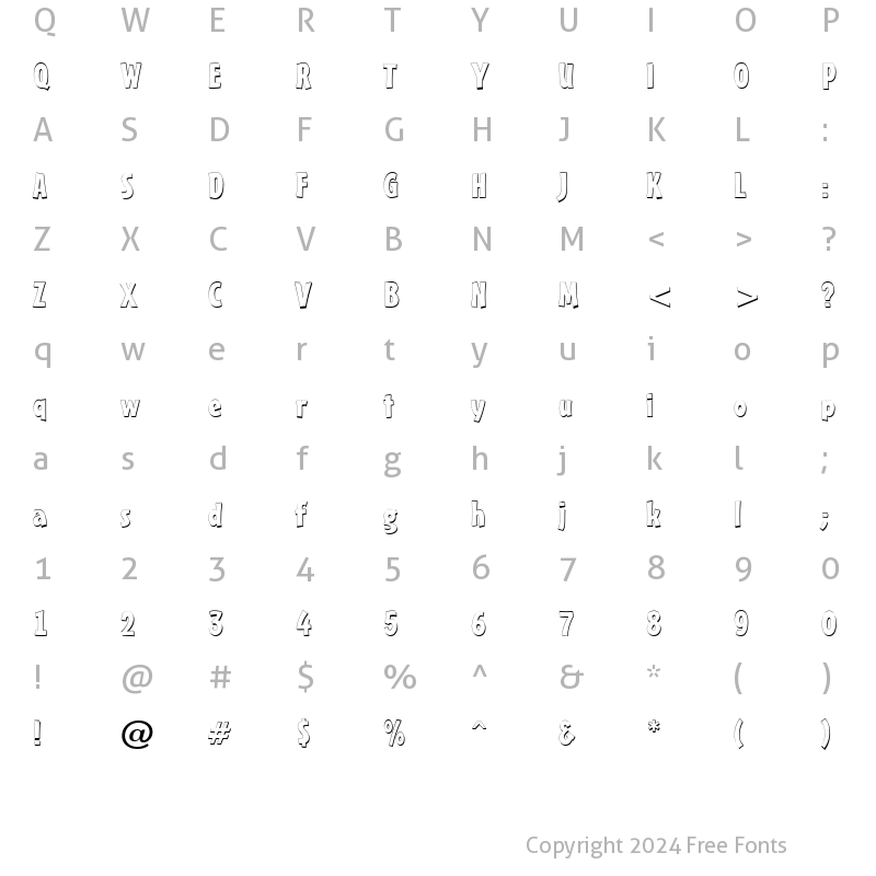 Character Map of a_Frudger3Dxtr Regular