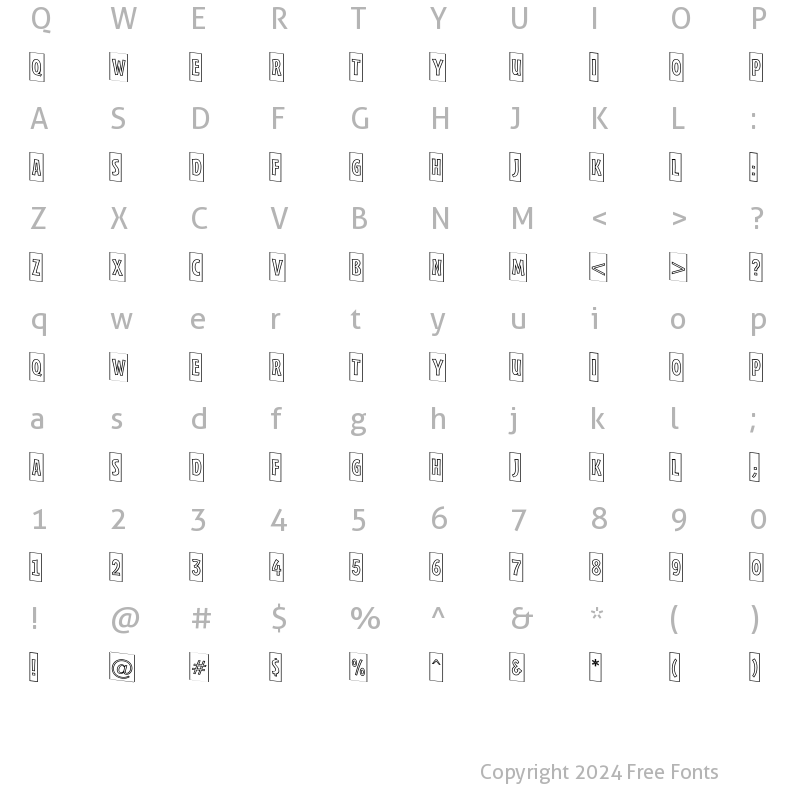 Character Map of a_FrudgerCmOtlDn Regular