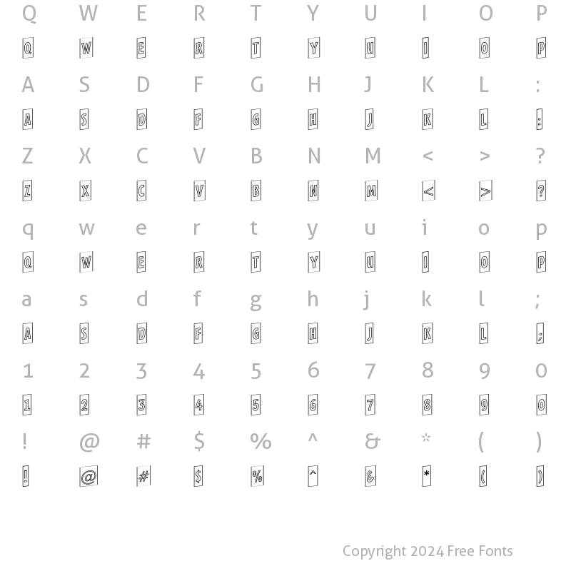 Character Map of a_FrudgerCmOtlUp Regular