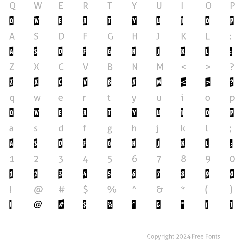 Character Map of a_FrudgerCmUp Regular