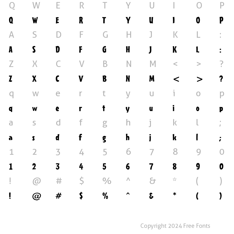 Character Map of a_FrudgerRgh Regular