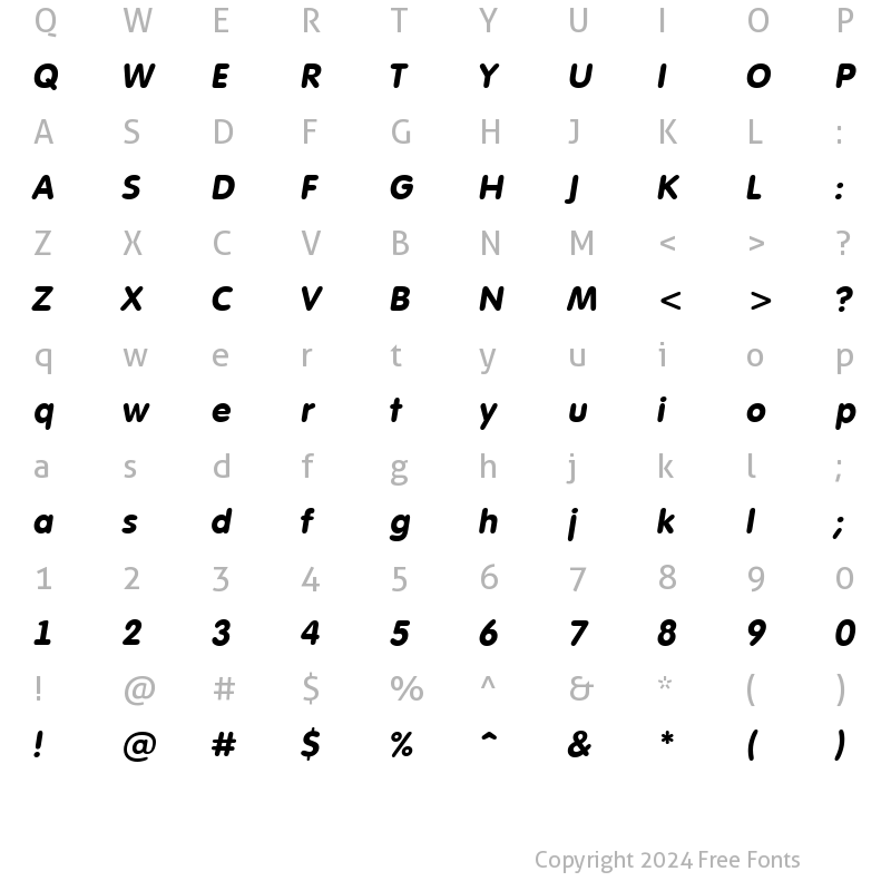 Character Map of a_FuturaRound BoldItalic