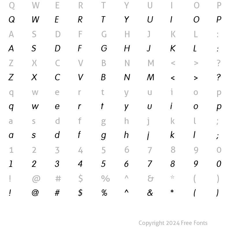 Character Map of a_FuturaRound Italic