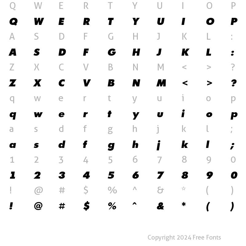 Character Map of a_FuturicaExtraBlack Italic