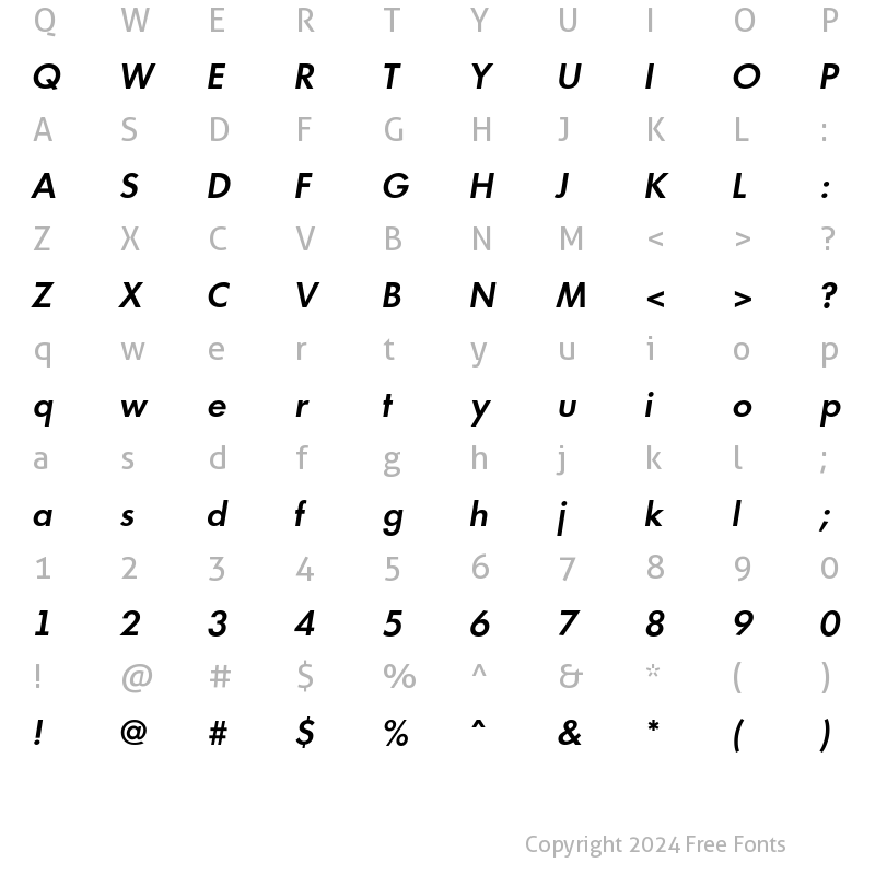 Character Map of a_FuturicaLt SemiBoldItalic