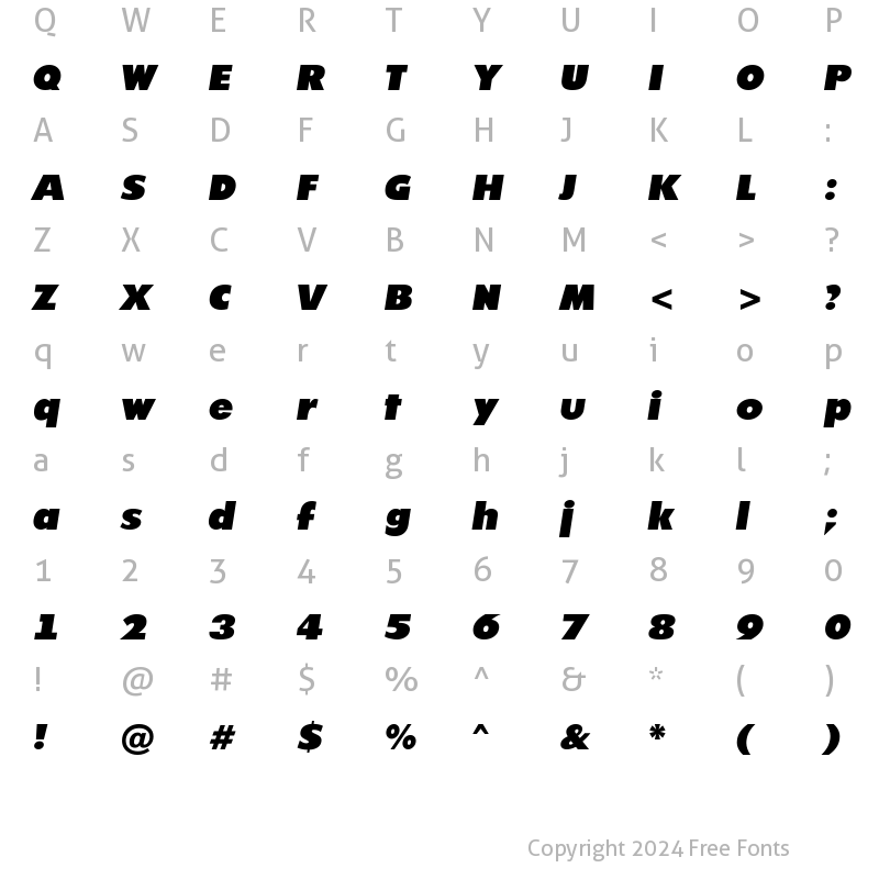 Character Map of a_FuturicaNord Italic