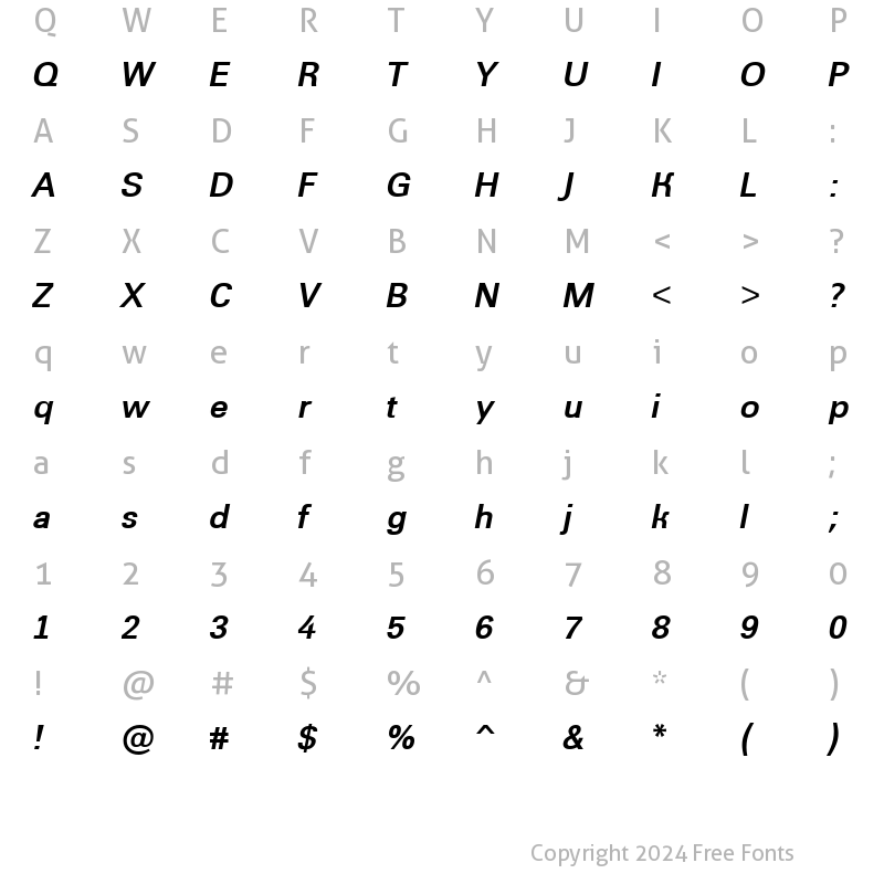 Character Map of a_Grotic BoldItalic