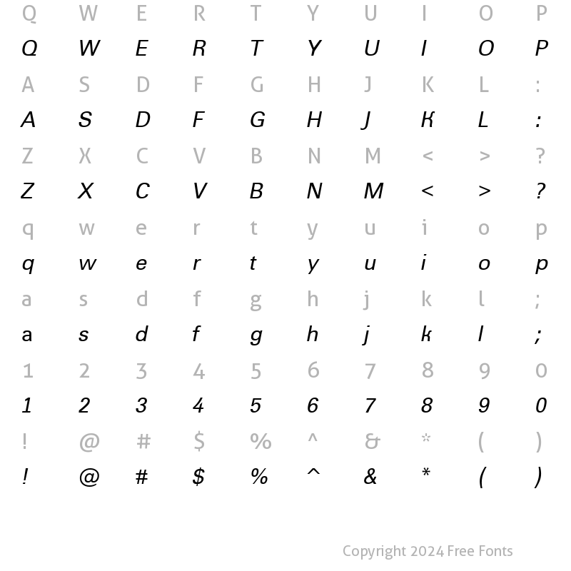 Character Map of a_Grotic Italic