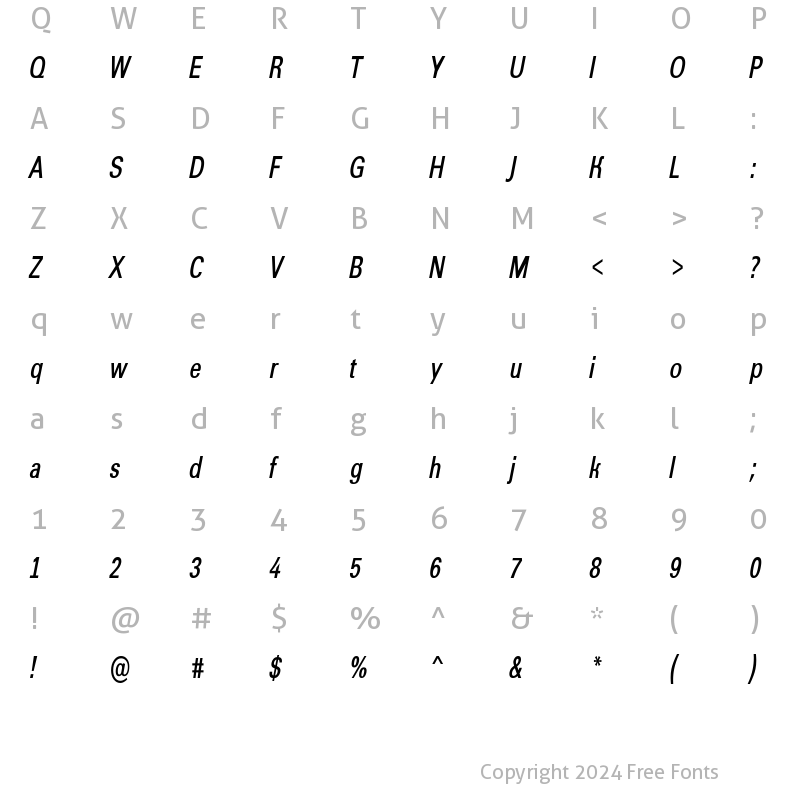 Character Map of a_GroticCnDemi Italic