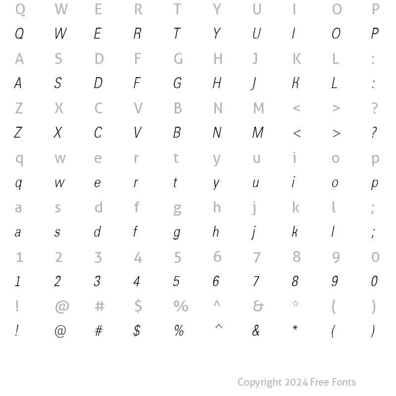 Character Map of a_GroticLtNr Italic