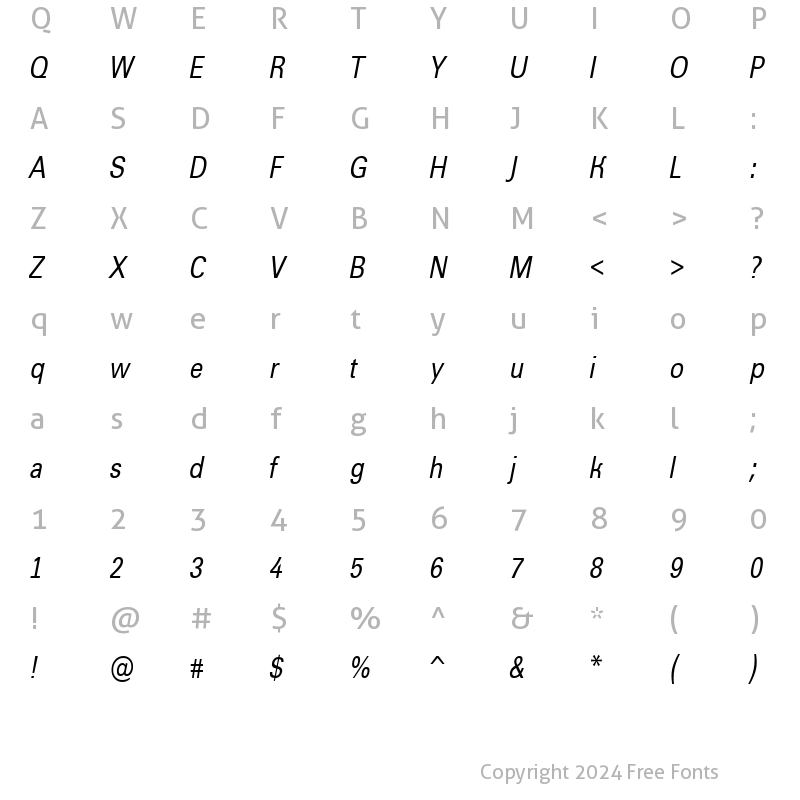 Character Map of a_GroticNr Italic