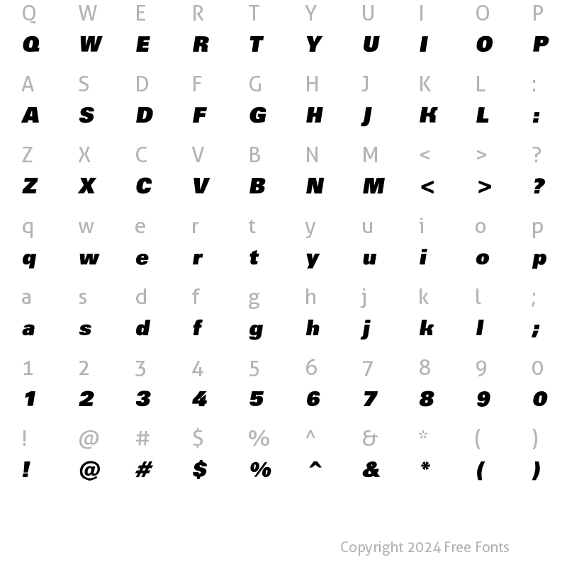 Character Map of a_GroticRoughXBkObl Regular