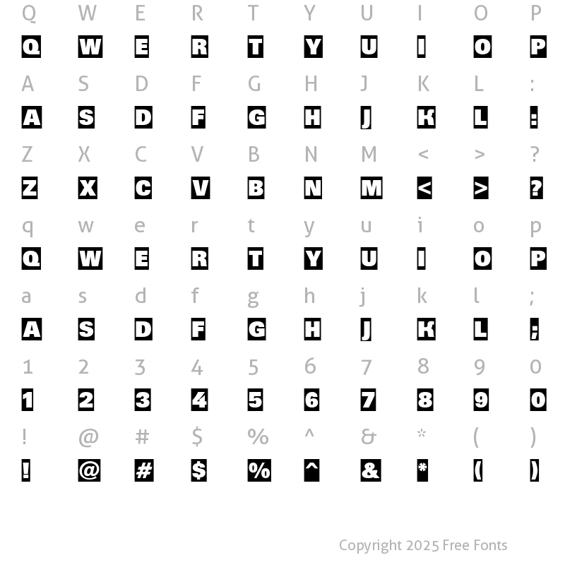 Character Map of a_GroticTitulHvCm Regular