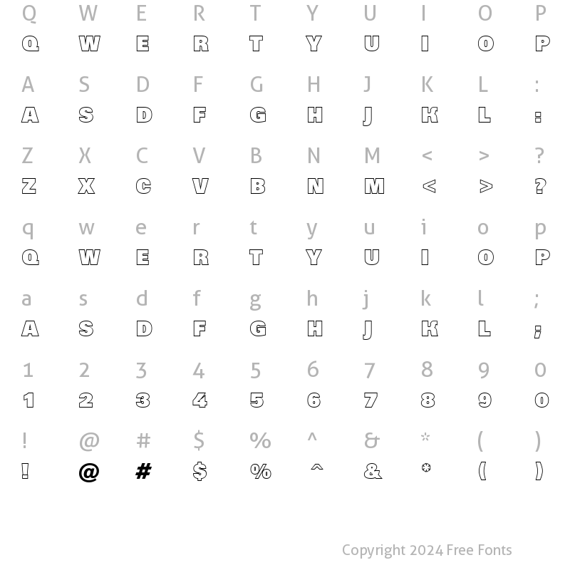 Character Map of a_GroticTitulOtlHv Regular