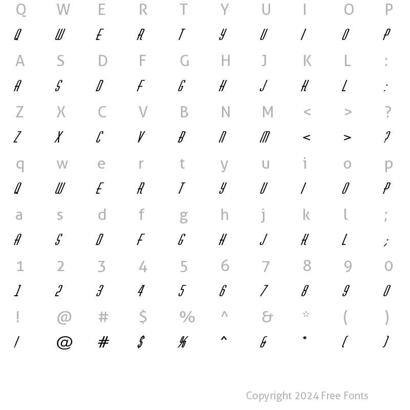 Character Map of a_Huxley BoldItalic