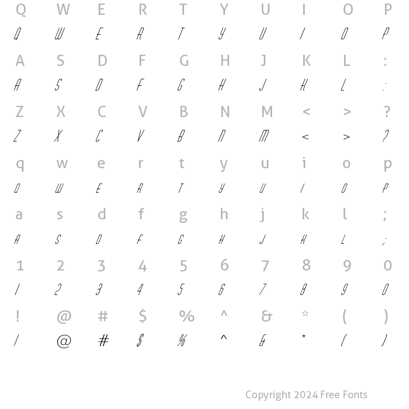 Character Map of a_HuxleyCaps Italic