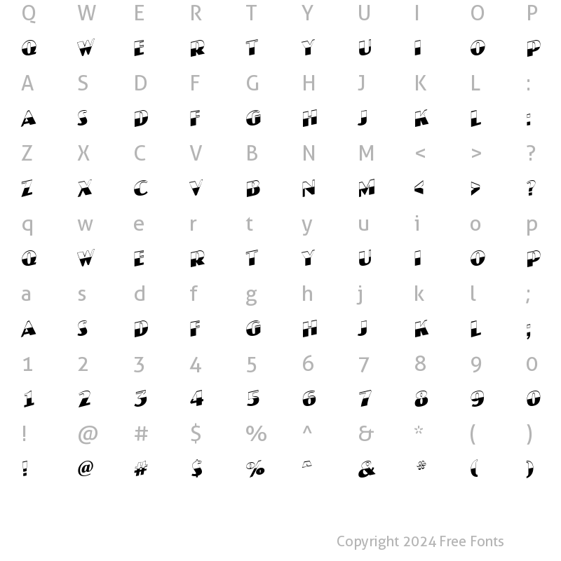 Character Map of a_JasperTitulB&WUp Regular