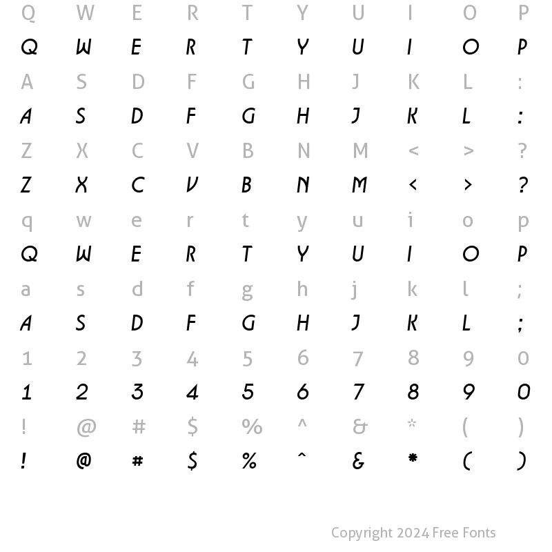 Character Map of a_Lancet Italic