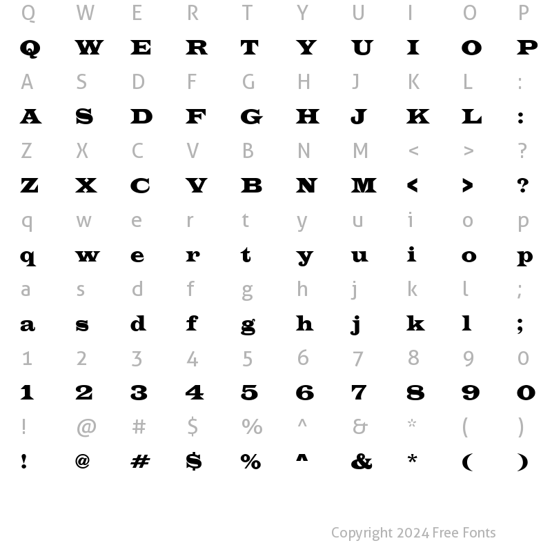 Character Map of a_LatinoExp Regular