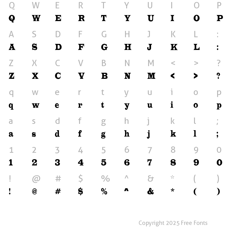 Character Map of a_LatinoRgNr Regular