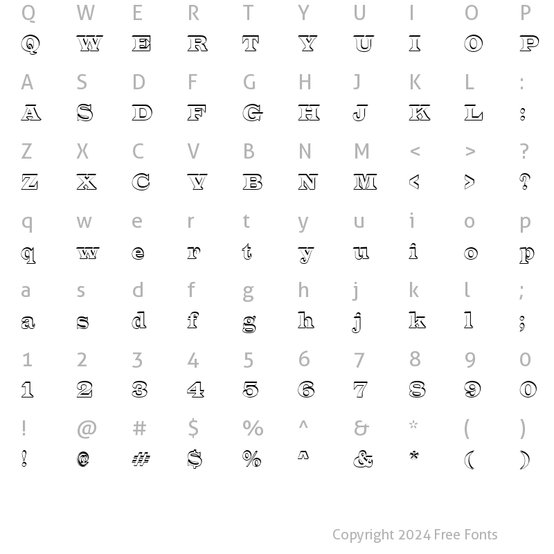 Character Map of a_LatinoSh Regular