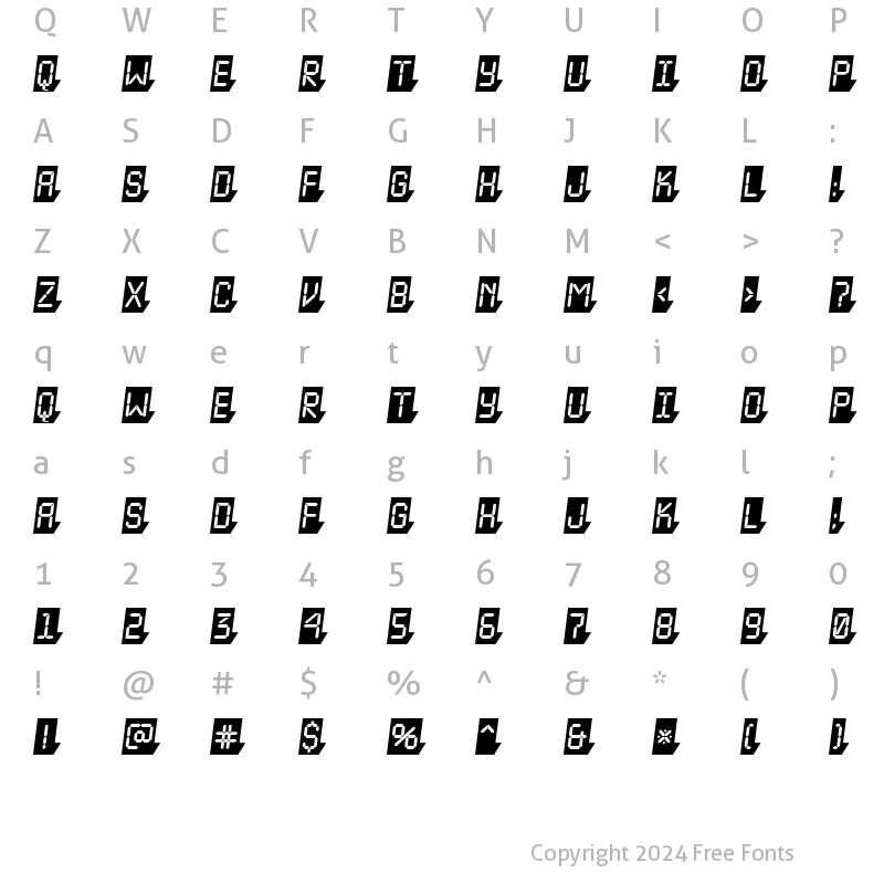 Character Map of a_LCDNova3DCmObl Regular